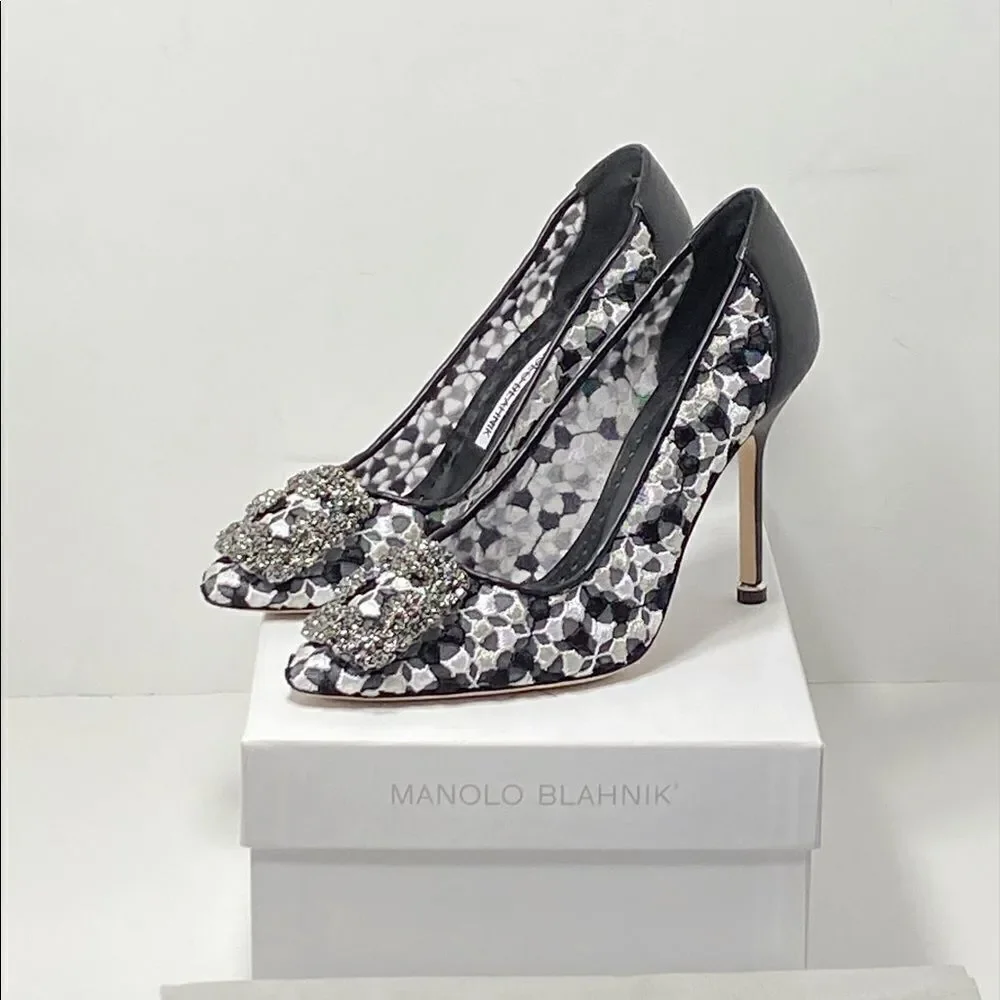 Manolo Blahnik Hangisi 105 Embellished Embroidered Pumps size 36